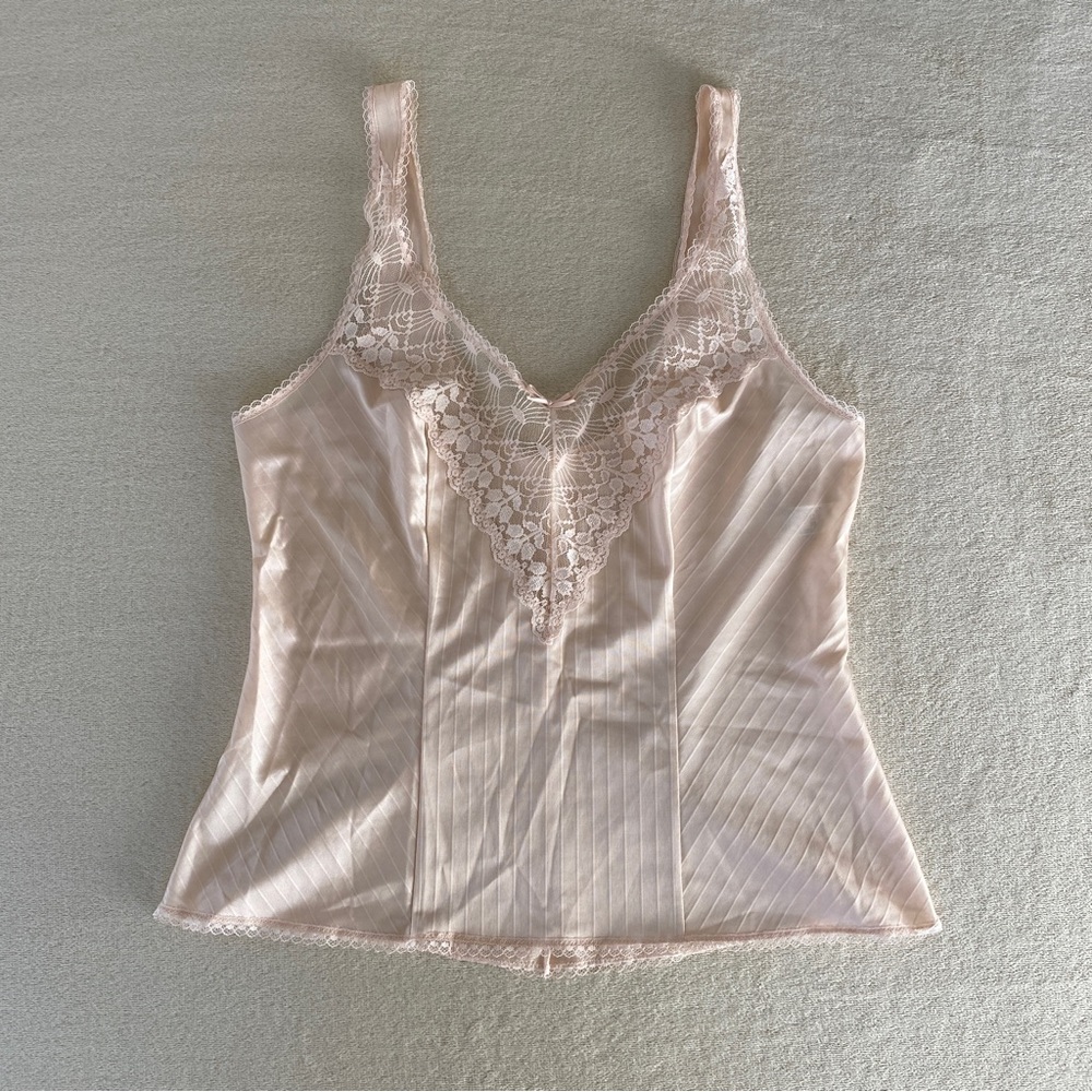 1980s Warner’s pinstripe & lace camisole